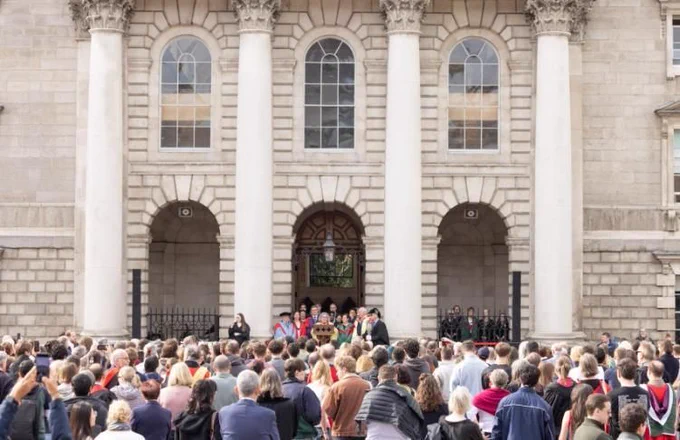 Students and staff gathered on Front Square 