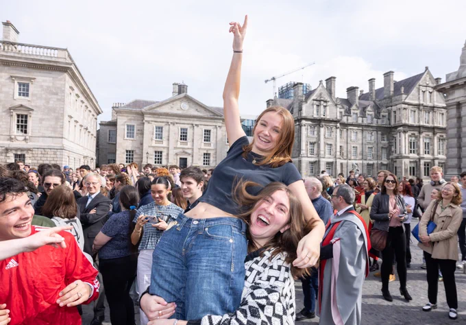 Students celebrating on Front Square