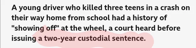 2 year sentence for deadly motoring.
