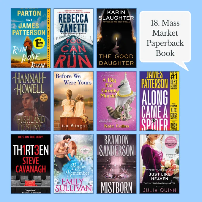 18. Mass Market Paperback Book - with 11 book covers
