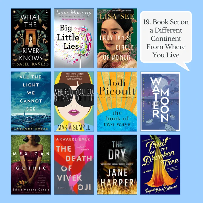 19. Book Set on a Different Continent From Where You Live with 11 book covers