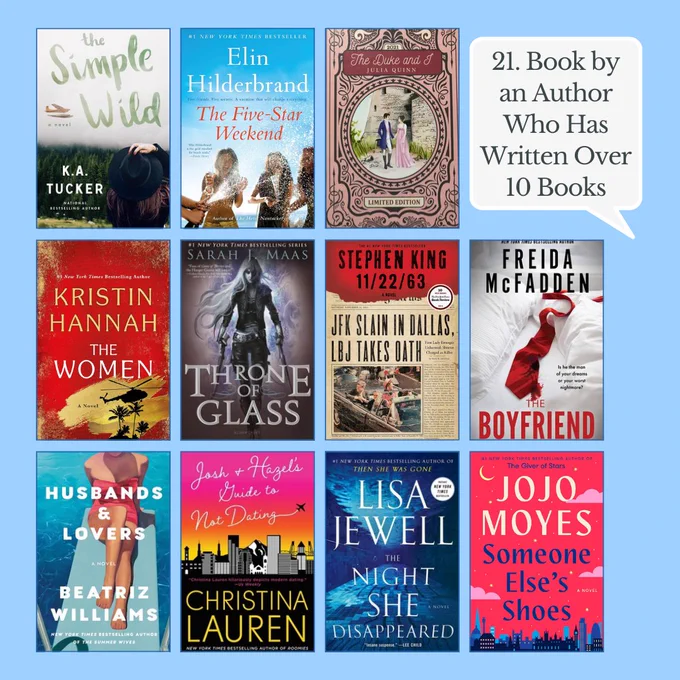 21. Book by an Author Who Has Written Over 10 Books with 11 book covers