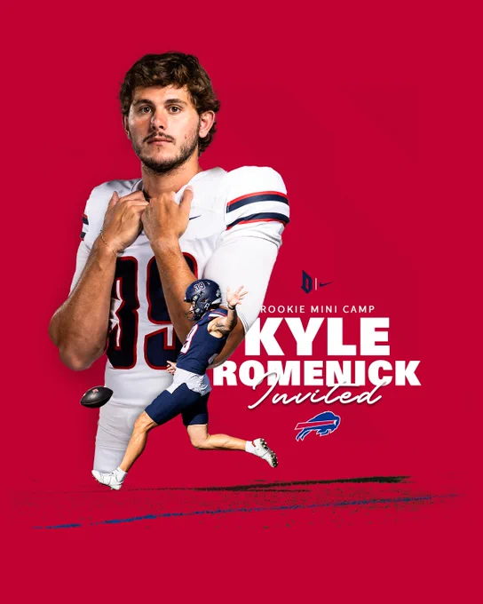 Kyle Romenick - Buffalo Bills Rookie Minicamp Invite Graphic ... Two photos of Romenick, one punting and one media day photo