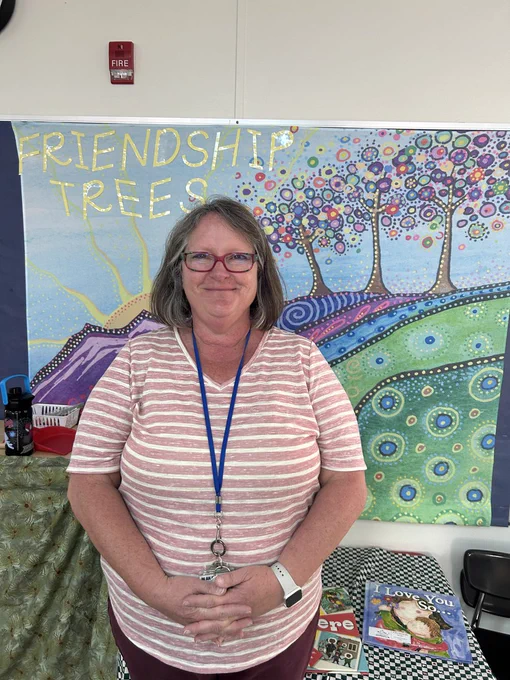 Teacher Valerie Anderson posing in her classroom 