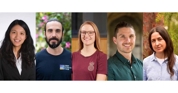 Five faces of people from various backgrounds