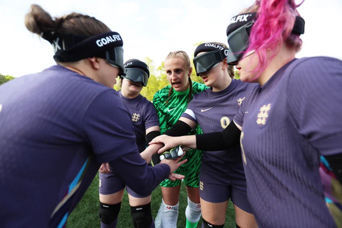 A group shot of England Blind Women before their match vs Sweden.