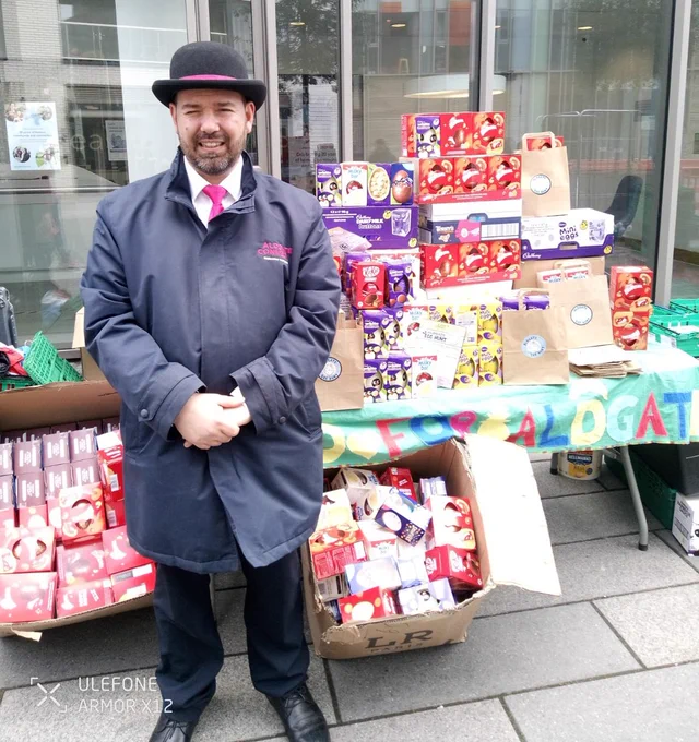 Aldgate BID ambassador and donation of Easter eggs.