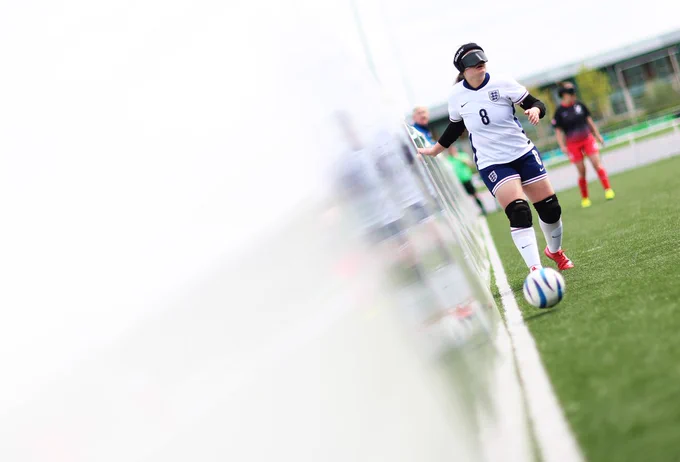 Maria Slade on the ball for England.