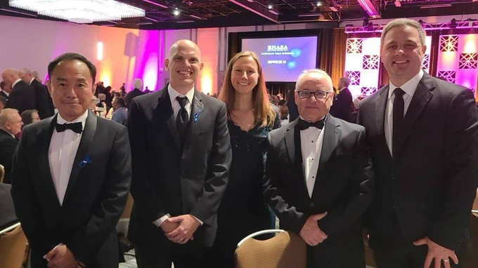 Draper Attendees at the 2025 RNASA Space Achievement Awards Gala. (Left to right: Jimmy Jang, Matt Fritz, Hailee Hettrick, Rick Loffi and Chris Boger.)