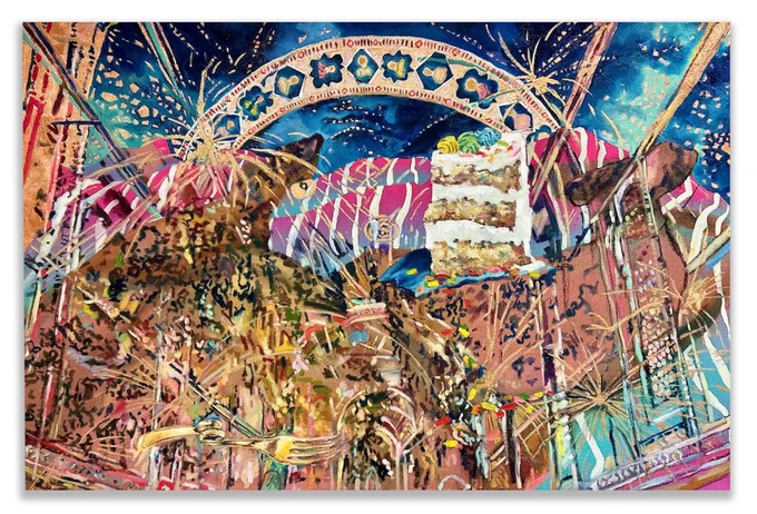 A digital image of a multimedia work of art by Ruston, Louisiana based artist Adrianna Speer