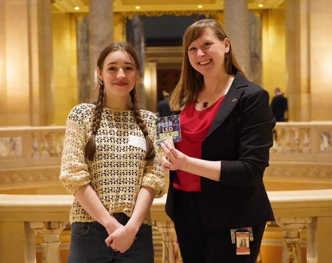 [image descriptions: Photos of Planned Parenthood Teen Council members with Planned Parenthood staff and Minnesota legislators on Teen Council Lobby Day.]