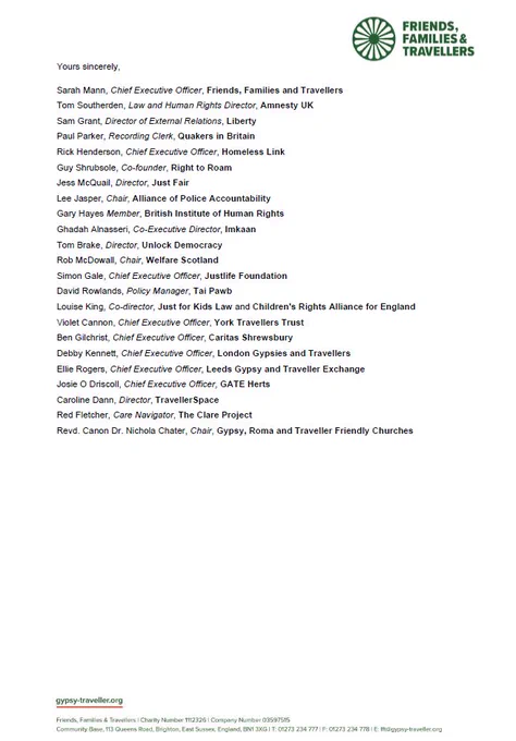Signatures from leading civil society organisations to the Policing Minister, calling for Part 4 of the PCSC Act to be repealed