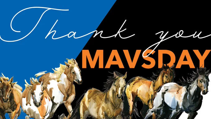 Image of horses with text 'Thank You, MavsDay'