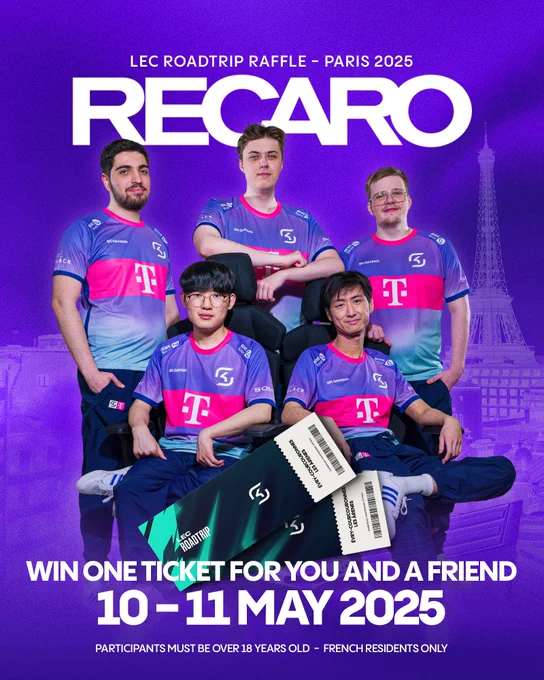 SK x RECARO Gaming Giveaway
2 tickets to the LEC Roadtrip Paris
10.05.-11.05.2025