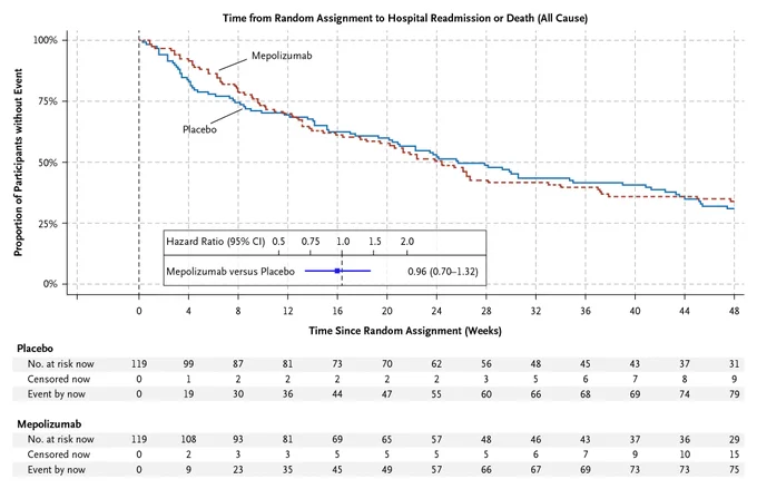 Kaplan–Meier survival curves of the primary outcome (readmission or death, all cause) by randomly assigned group.