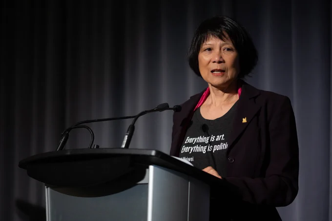 Mayor Olivia Chow addresses the Mayor's Art Lunch.