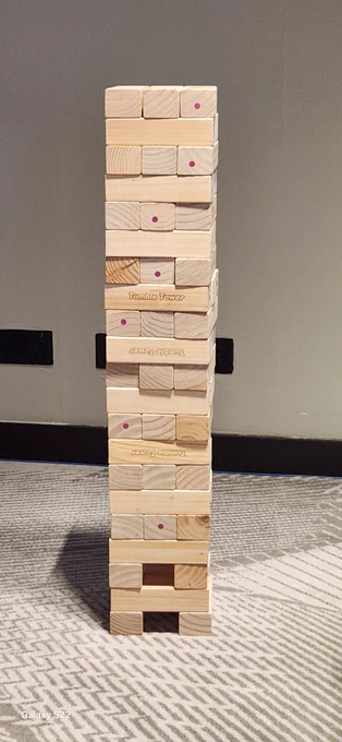 A giant Jenga tower.