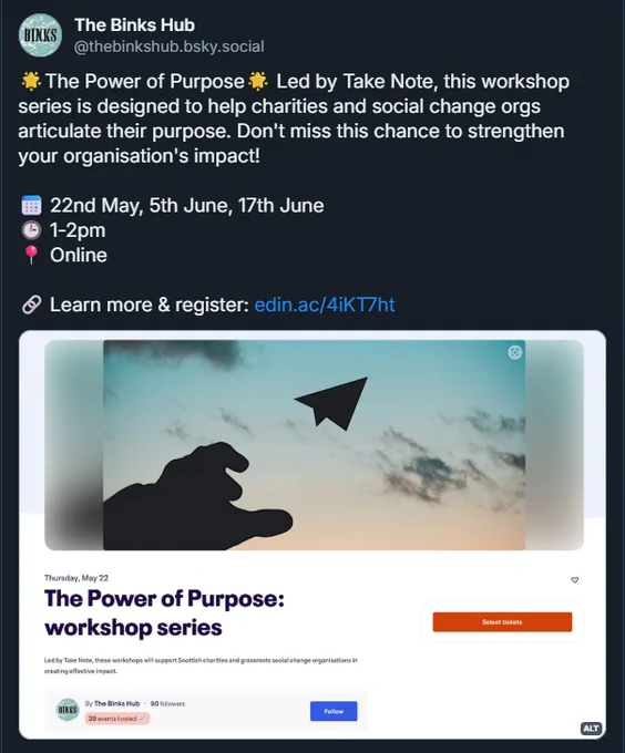 Image of Eventbrite screenshot - The Power of Purpose workshop series