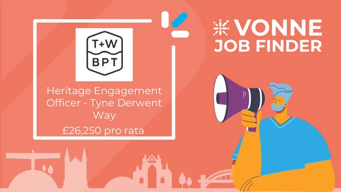 Job advert image - logo of recruiting employer and job title on a VONNE branded background