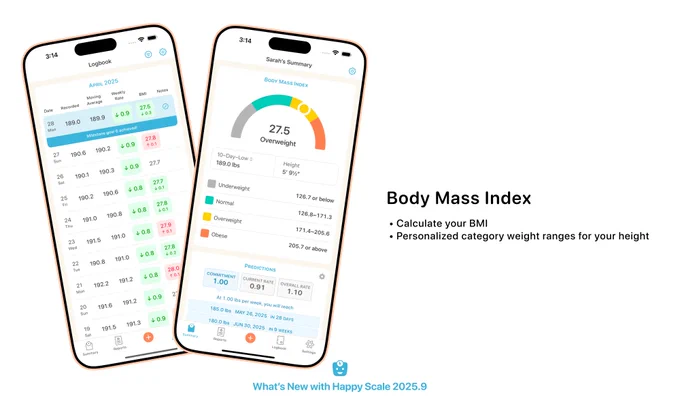 Screenshot of an iOS app showing off a BMI calculation feature.