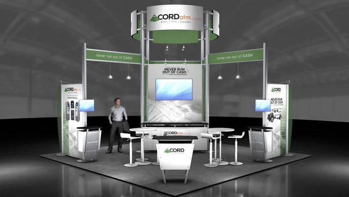 Beautiful 20x20 Used Trade Show Booth built by The Trade Group out of their Metalli Display System in Excellent Condition for Sale