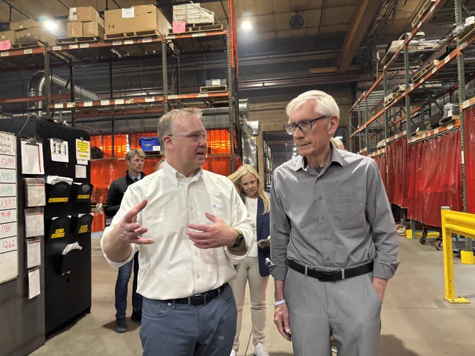 Gov. Evers tours factory.