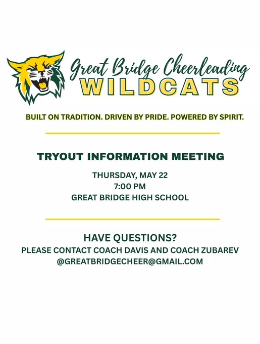 Cheer tryout information graphic