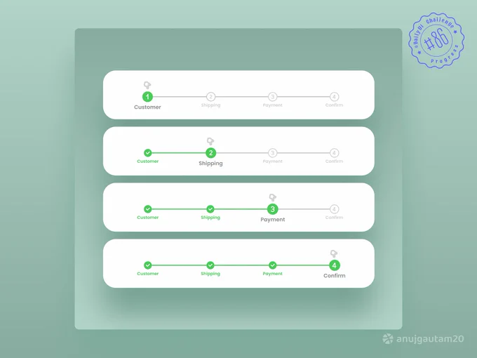 "Visualizing progress made simple and seamless! For this challenge, I designed a clean, intuitive step indicator that guides users effortlessly through each phase. With clarity, consistency, and user-centric design, this concept ensures a smooth navigation experience.

What do you think of this approach? Share your thoughts below!"

#UIDesign #UXDesign #DailyUI086 #ProgressTracker #DesignChallenge #InterfaceDesign #CreativeJourney #StepByStep #UserExperience