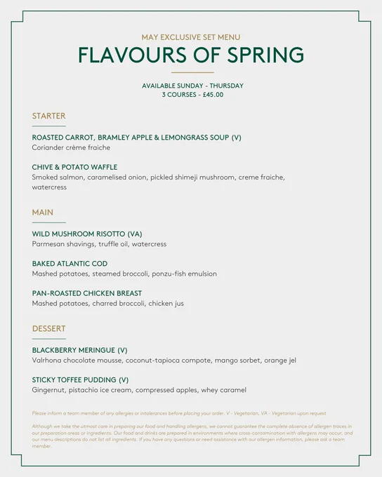 Photo of the menu
