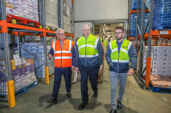 Secretary of State Hilary Benn tours PRM in Lisburn with CEO and Founder Philip Morrow and Operations Manager Colin Davis