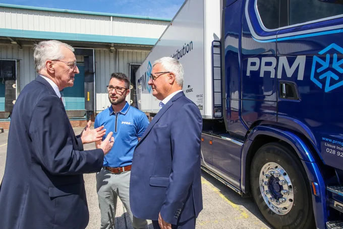 Secretary of State Hilary Benn tours PRM in Lisburn with CEO and Founder Philip Morrow and Operations Manager Colin Davis