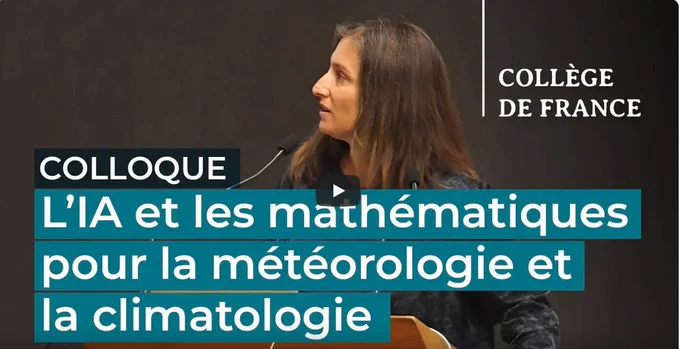 Capture d'écran de la conférence de Claire Monteleoni lors du colloque "L'IA et les mathématiques pour la météorologie et la climatologie".