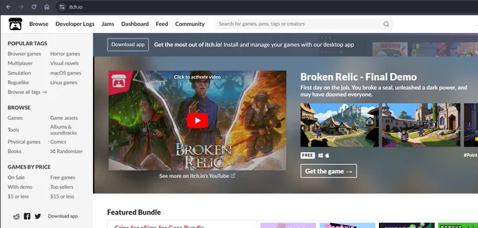 Woah! This is surreal! Broken Relic demo appearing in the front page of @itchio  !
What a way to start the #WishlistWednesday

#indiegames #pointandclick #pixelart #adventuregame #steamdemo