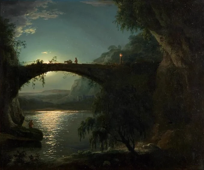 Moonlight Landscape by Joseph Wright of Derby.