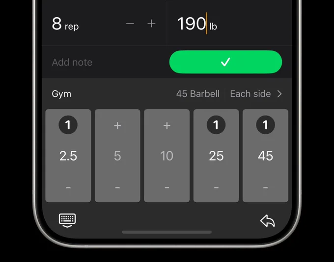 Setgraph weight-logging screen on an iPhone.
