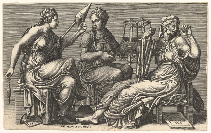 The Three Fates Clotho, Lachesis, and Atropos
Giorgio Ghisi (1558–59)
The Metropolitan Museum of Art
