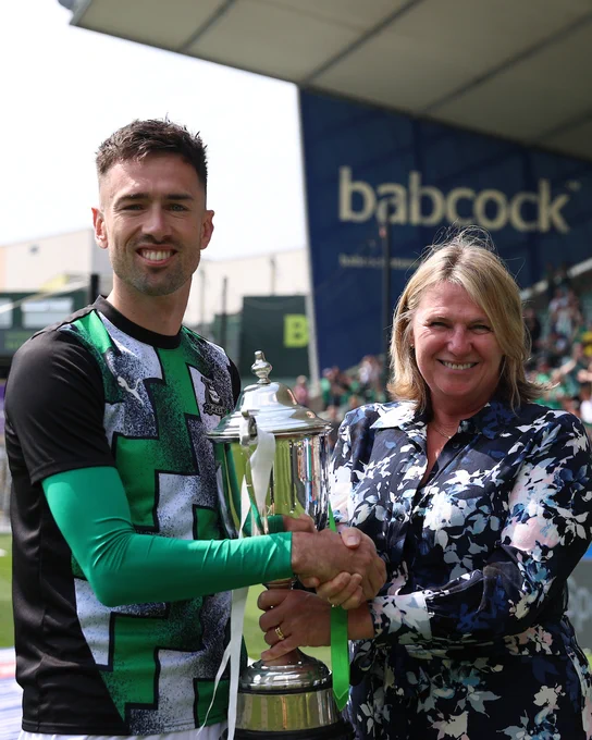 Ryan Hardie accepts the Player of the Season trophy.