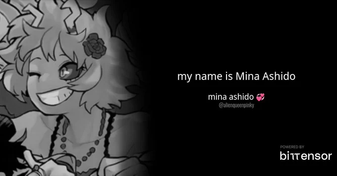 Illustration of @alienqueenpinky's original tweet displaying their profile picture and the text: my name is Mina Ashido