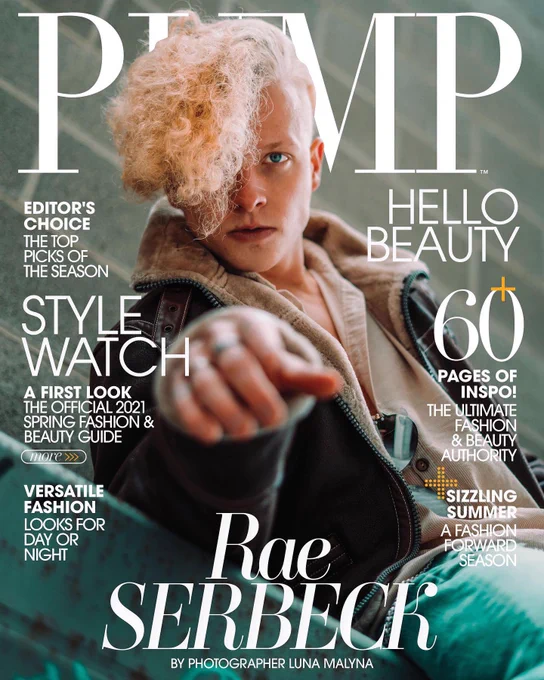 International Fashion Magazine, PUMP Magazine, Actor and Male Model Rae Serbeck published as the front cover model for this issue (2021)