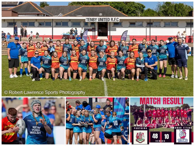 A collage of women’s rugby players sponsored by the New York Welsh diaspora organization