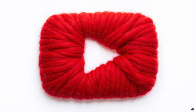 Prompt: a photo of woolen strings arranged to form YouTube logo, white background