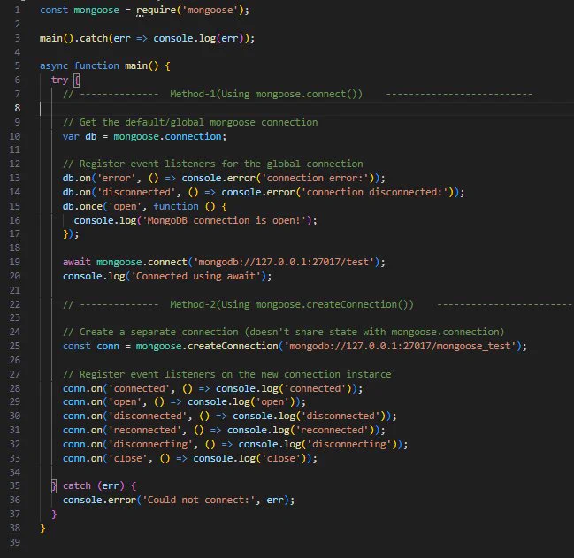mongoose.connect() vs mongoose.createConnection()
