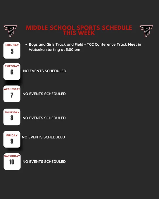 Middle School Sport Schedule