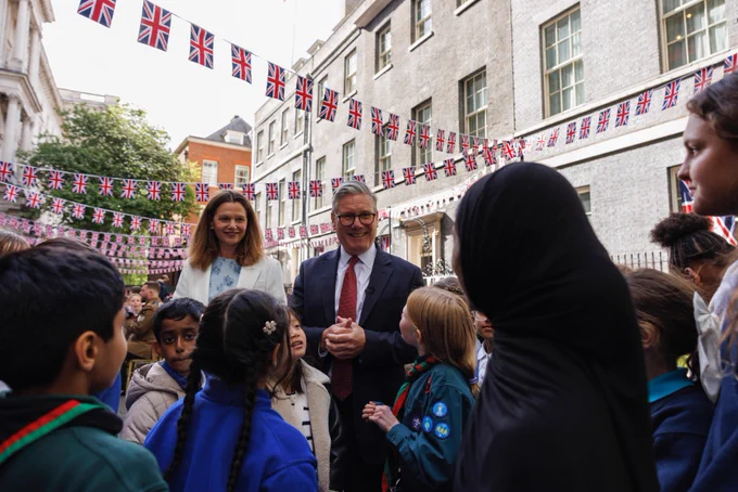 Prime Minister Keir Starmer and his wife Victoria Starmer host a street party outside 10 Downing Street to celebrate the 80th anniversary of VE Day.