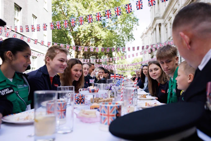 Prime Minister Keir Starmer and his wife Victoria Starmer host a street party outside 10 Downing Street to celebrate the 80th anniversary of VE Day.