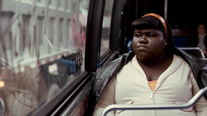 A still from Precious featuring the titular character played by Gabourey Sidibe.