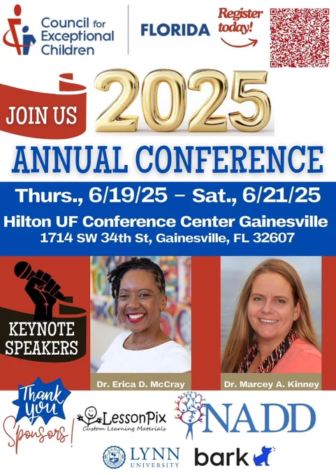 Updated flyer for FCEC 2025 with keynote speakers' pictures, QR code for registration, and sponsor logos. 