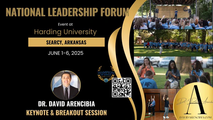 🎤 Excited to head back to Harding University for the National Leadership Forum in June—keynoting and leading a breakout session with incredible student leaders from across the Southeast!

Honored to be invited back by school sponsors for the second year in a row to pour into the next generation of leaders!

📍 Searcy, Arkansas
📅 June 2, 2025
👉https://www.harding.edu/events/nlforum/

#EliteCulture #StudentLeadership #NLF2025 #HardingUniversity #LeadershipMatters #NextGenLeaders #KeynoteSpeaker #DavidArencibia #BackToBack #PurposeDrivenLeadership