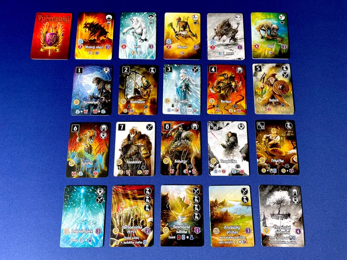 Cards from the Valeria Card Kingdoms expansion: Flames and Frost in Czech