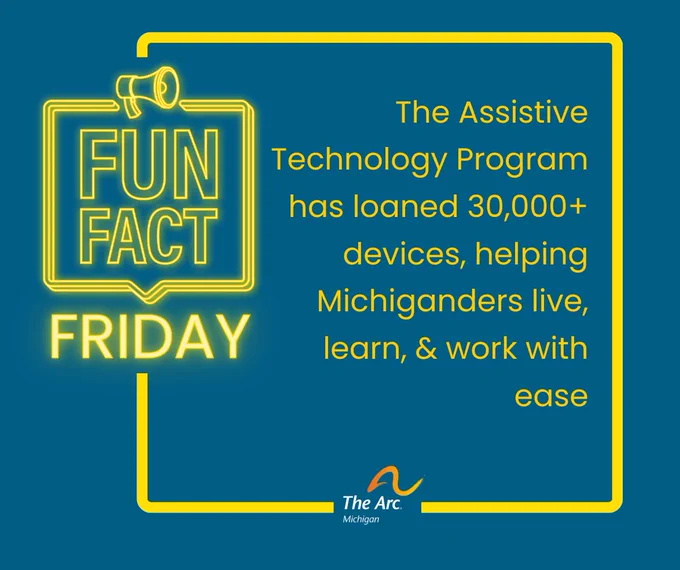 Yellow border against blue background. Neon letters spell out "Fun Fact Friday". Text reads "Ann Arbor was one of the firs to put accessible buses on the streets - Paving the way for Michigan's accessible transit"
